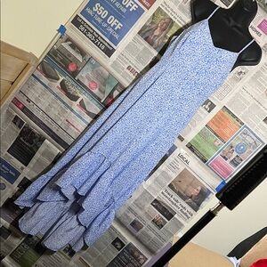 Pink Lily Blue Floral High Low Dress